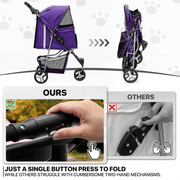 Pet Joyland Foldable Cat and Dog Stroller with Mesh Window and Cup Holder